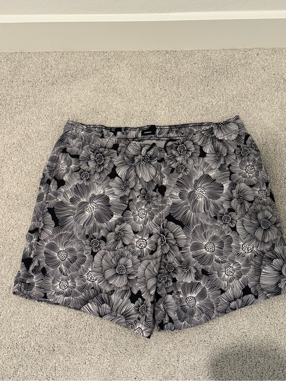 Men’s express Black & White swim trunks shorts